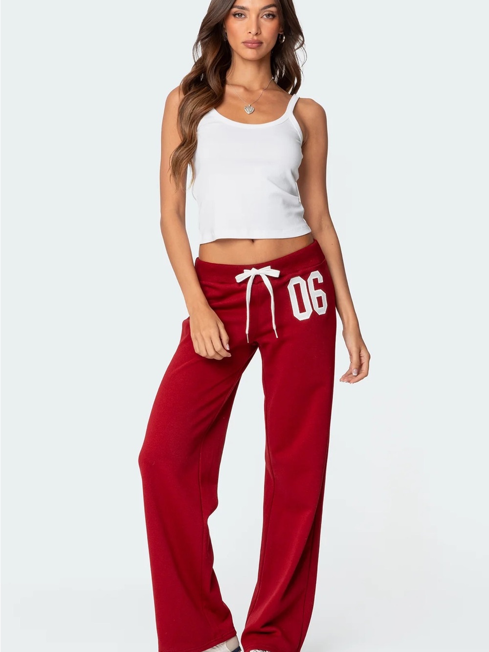 Women’s Red Drawstring Lounge Pants with '06' Accent